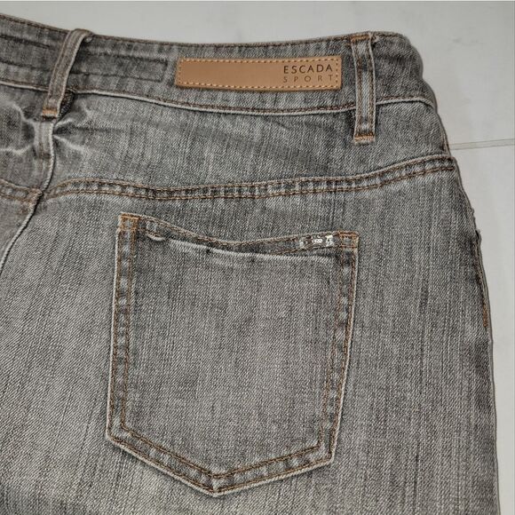 Escada Sport Embellished Gray Denim Skirt Nwot Size 36 US 6 - Picture 6 of 14